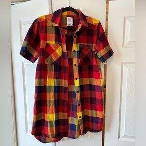 Topo designs plaid shirt dress.